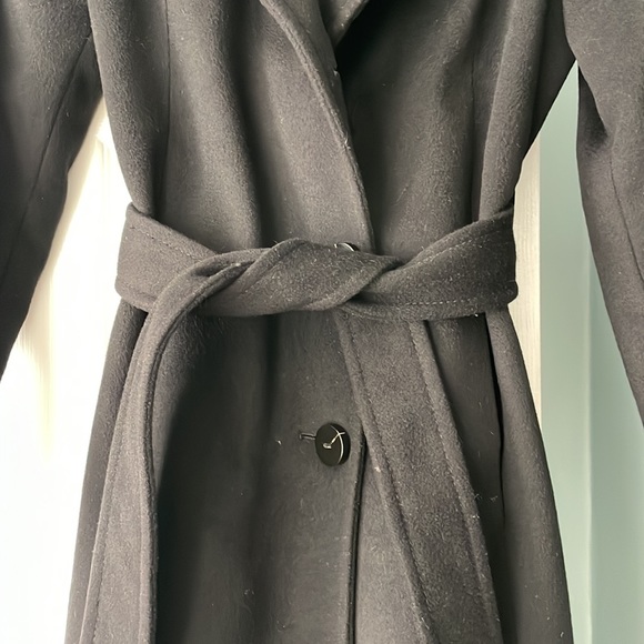 Kenneth Cole Black Oversized Collar Wool Cashmere Coat 0 - Picture 2 of 6